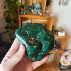 Large malachite half polished Freeform