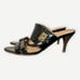 Vintage Hermes Black Patent Leather Sandal 36.5 Gold Hardware Buckle Textured