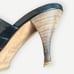 Vintage Hermes Black Patent Leather Sandal 36.5 Gold Hardware Buckle Textured