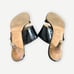 Vintage Hermes Black Patent Leather Sandal 36.5 Gold Hardware Buckle Textured