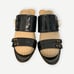 Vintage Hermes Black Patent Leather Sandal 36.5 Gold Hardware Buckle Textured