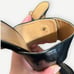 Vintage Hermes Black Patent Leather Sandal 36.5 Gold Hardware Buckle Textured