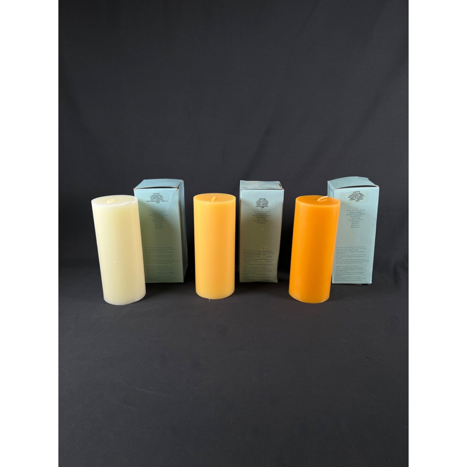 3X Partylite Pillar Candle Mango Tangerine UNSCENTED IVORY UNSCENTED AMBER 3 x7