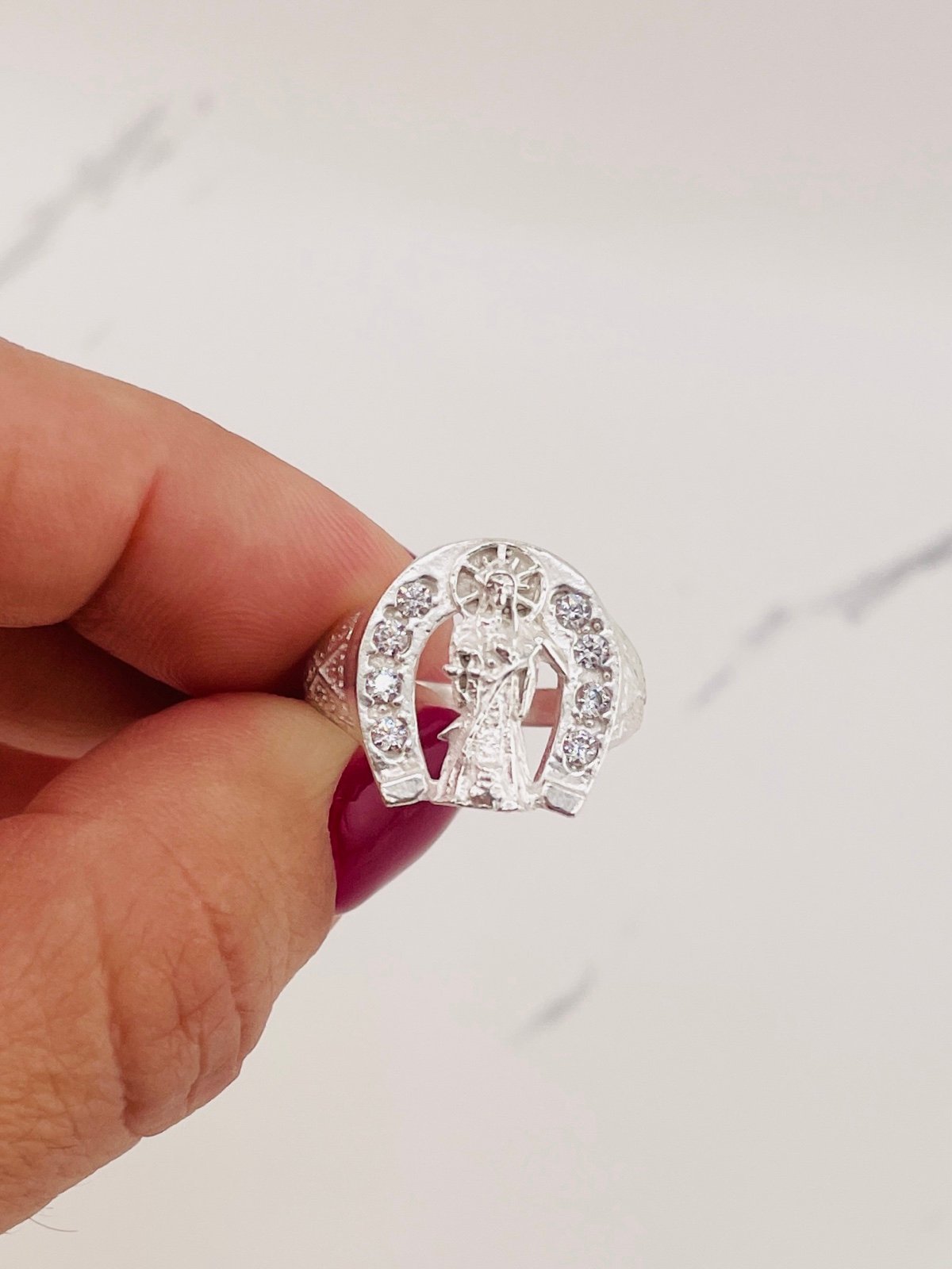 ❤️ 925 Sterling Silver Ring holy death in a horseshoe Santa Muerte