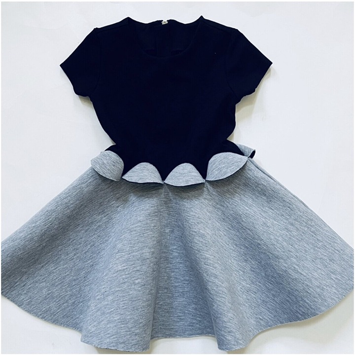 Deux par Deux NEOPRENE dress sz 3 black and grey circle skirt