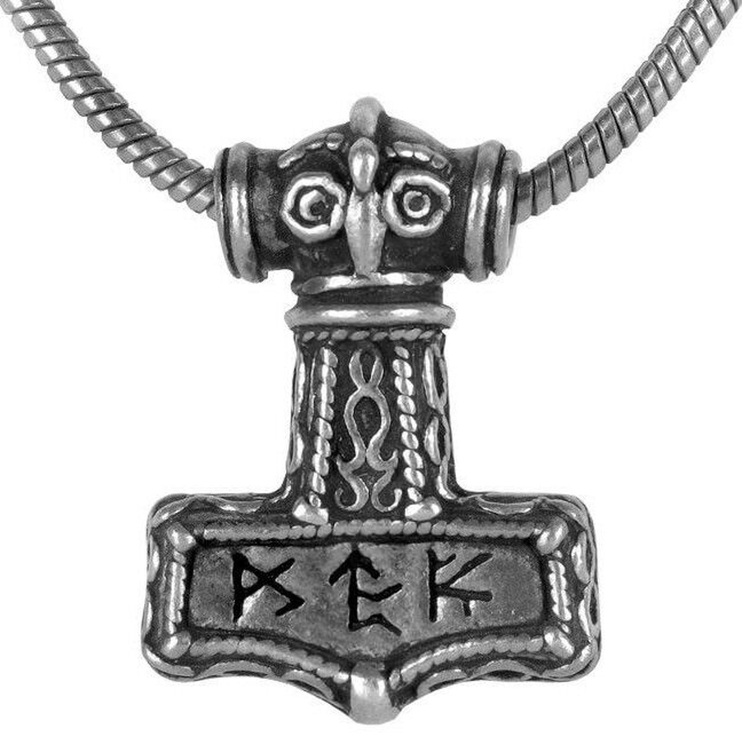 Alchemy Gothic Bindrune Thor's Hammer Viking Mjolnir Pendant Runes Necklace P338