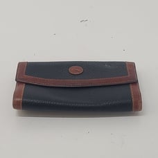 Vtg Dooney Bourke Womens Larg Trifold Flap Long Wallet Clutch Distressed Leather