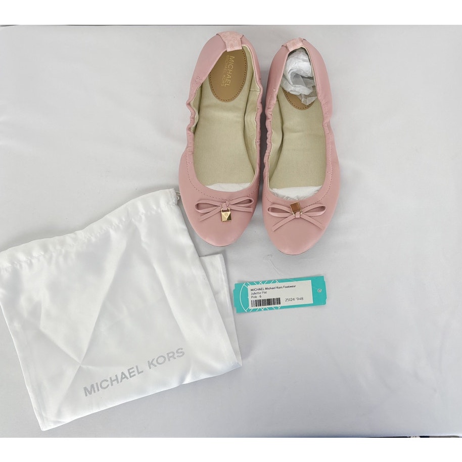 Michael Michael Kors Womens Juliette Leather Ballet Flats Womens Size 6 New Pink