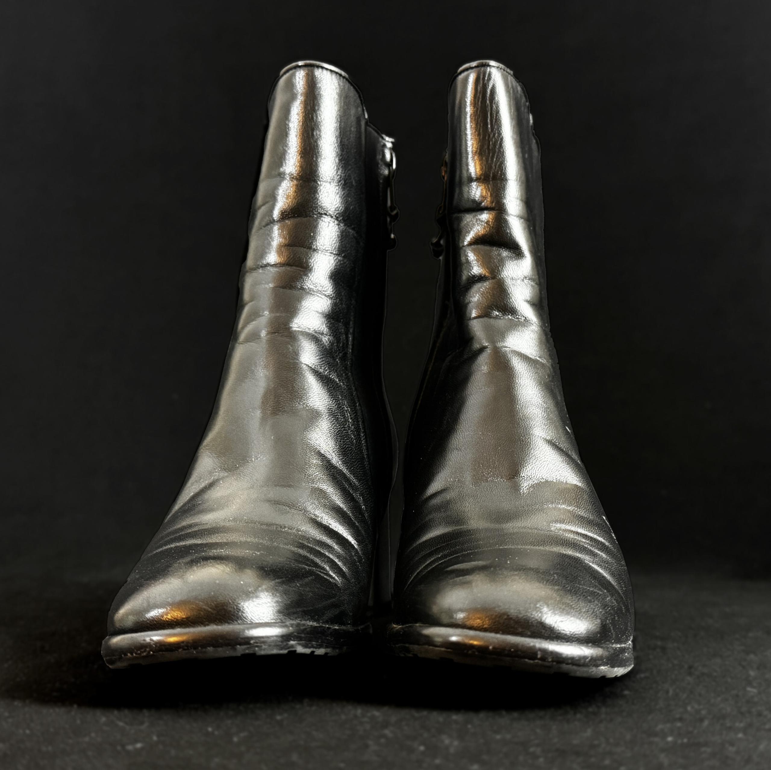 Salvatore Ferragamo Leather Zip Ankle Boots Size 8.5AA