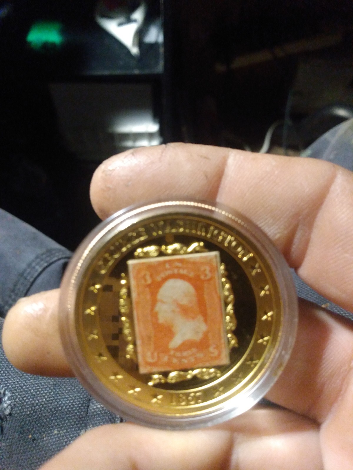 George Washington commemorative coin with a George Washington stamp