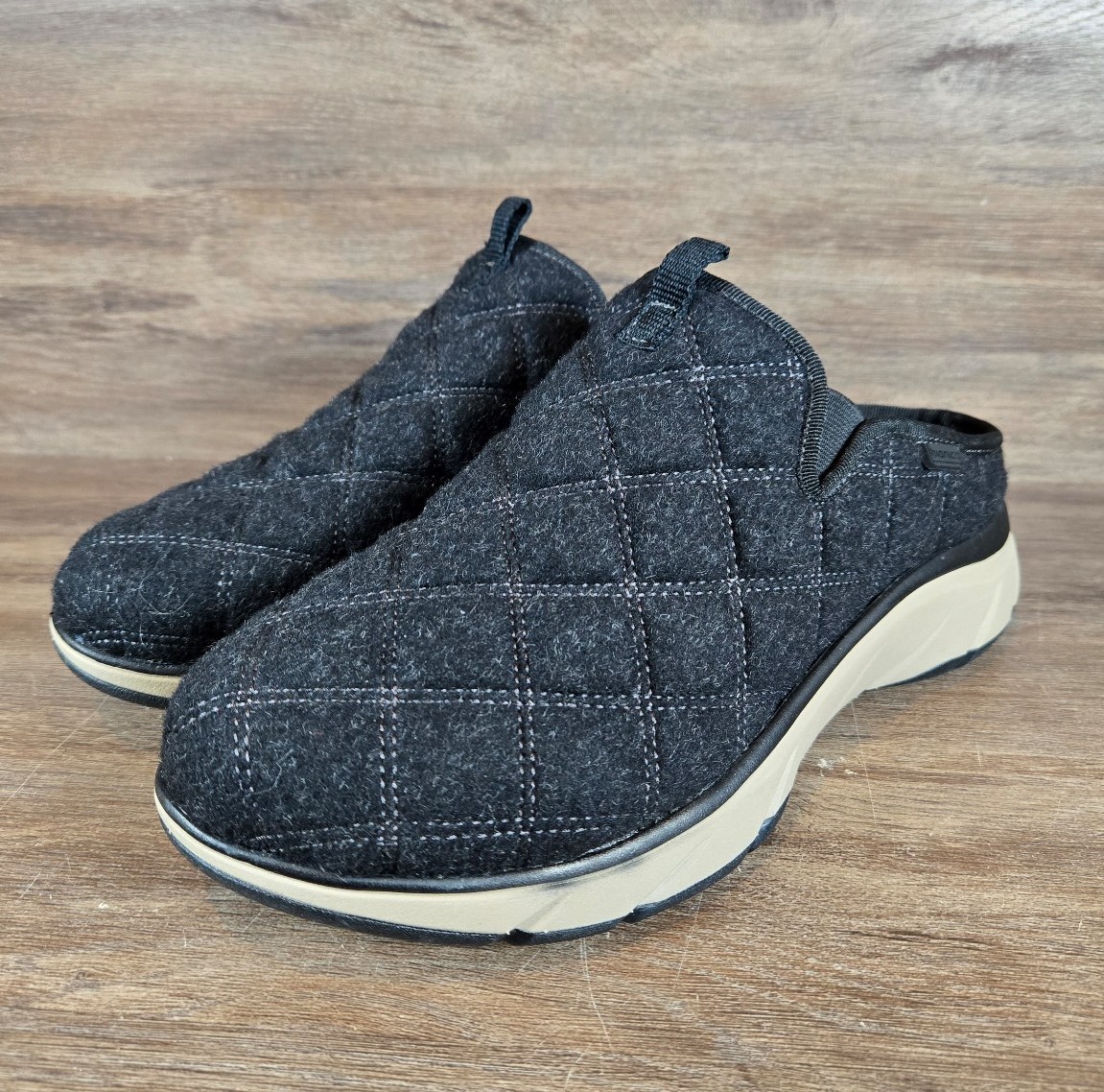 Bionica Akina Black Wool Slip On Casual Comfort Quilted Mules Womens Sz 10 M