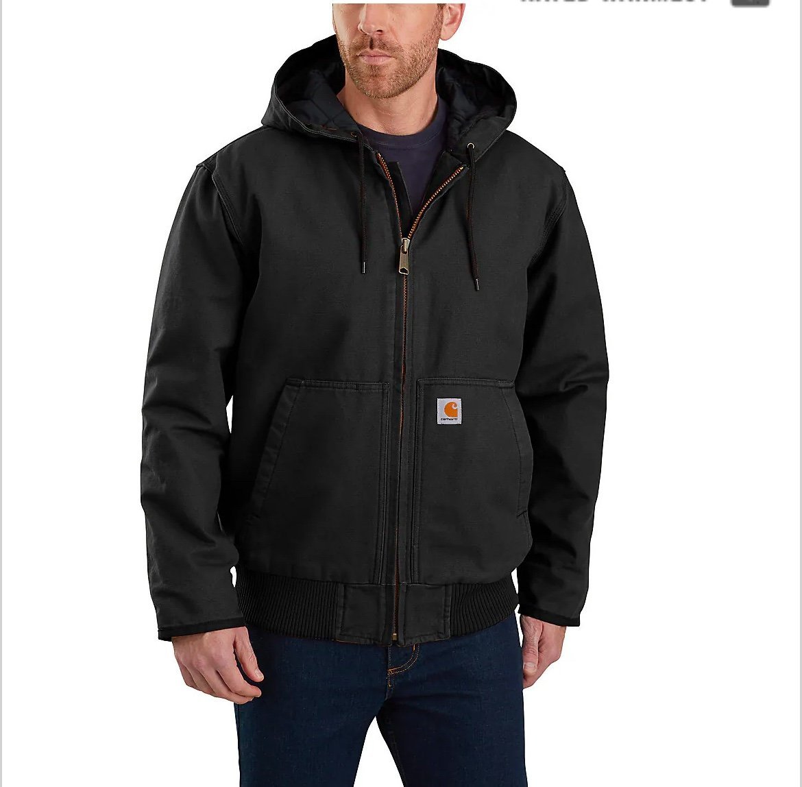 CARHARTT MEN'S INSULATED ACTIVE LOOSE FIT - WASHED DUCK LINED JACKET BLACK XL-T