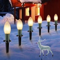 String Lights Outdoor - 25.7 Ft. C9 20 Clear Lights with 20 Stakes