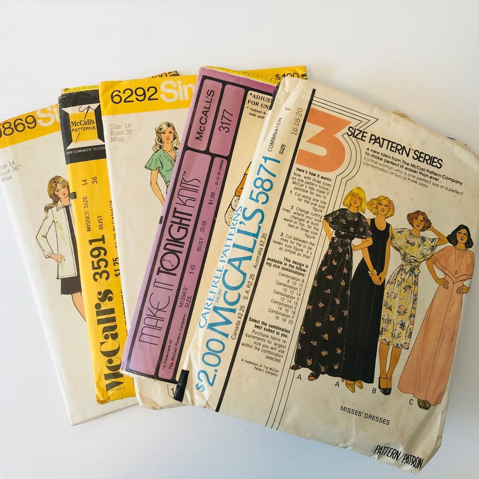 Vintage Sewing Patterns from the 70s Plus Size Grannie Core Patterns Set of 5