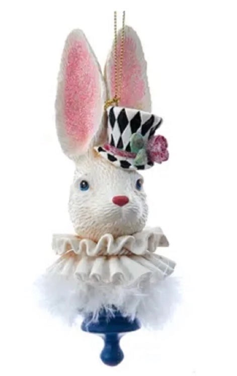 Kurt Adler Christmas Ornament 6 Holly Hat White Rabbit Alice In Wonderland