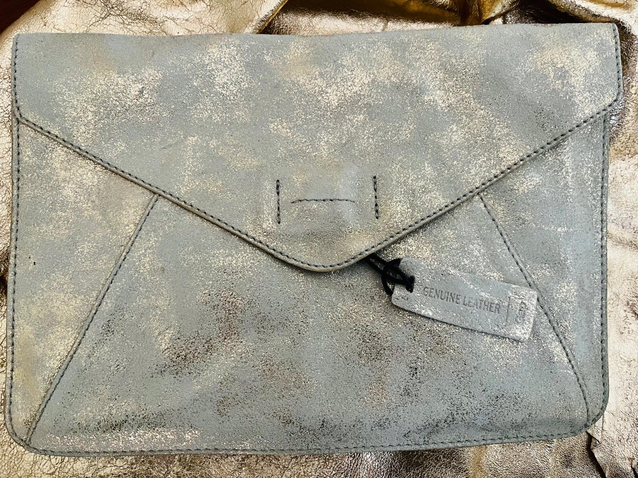 Gap all leather envelope clutch in gold 10 1/2” X 7 1/2” by GAP snap closure NWT