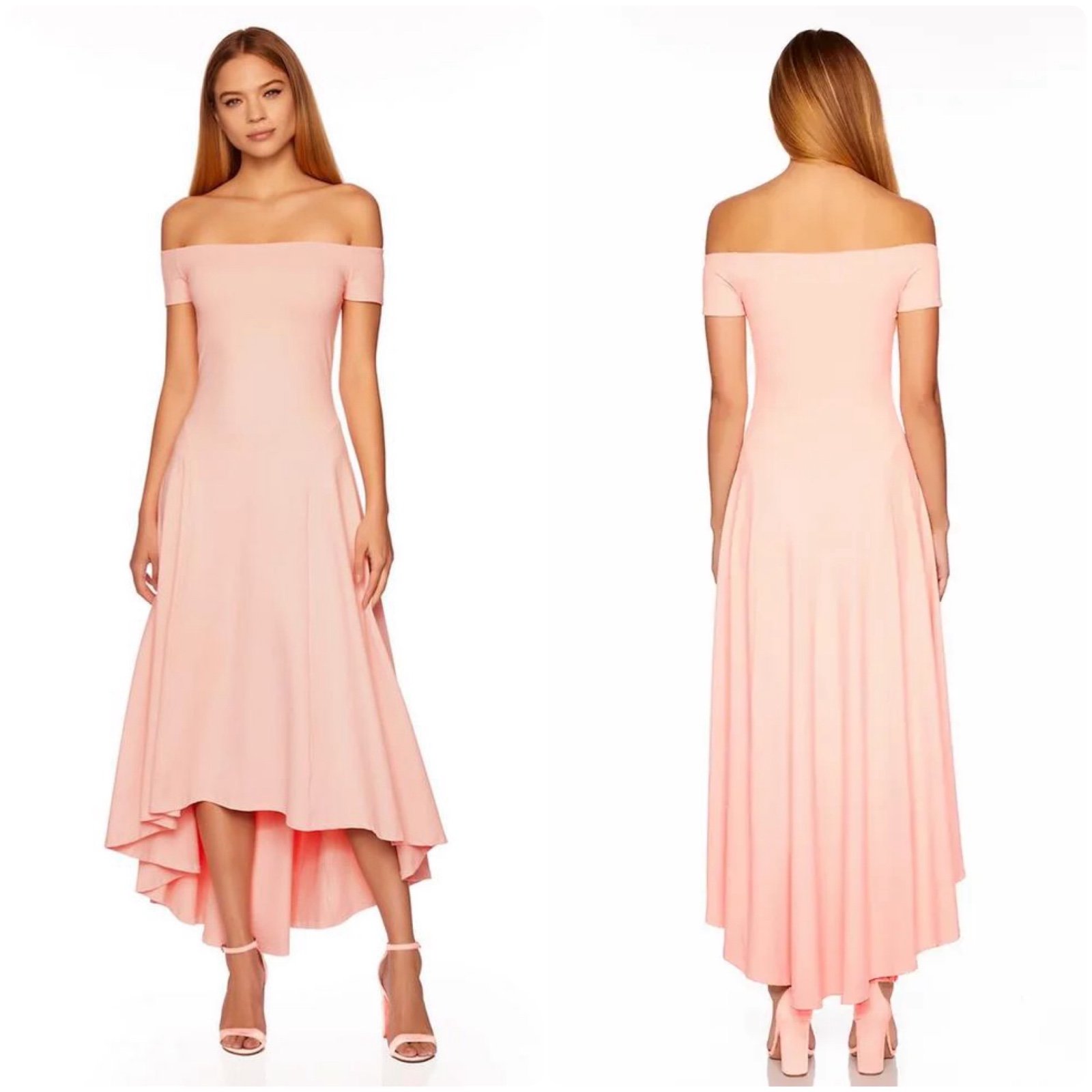 Susana Monaco Off Shoulder High Low Dress in Peach Size S