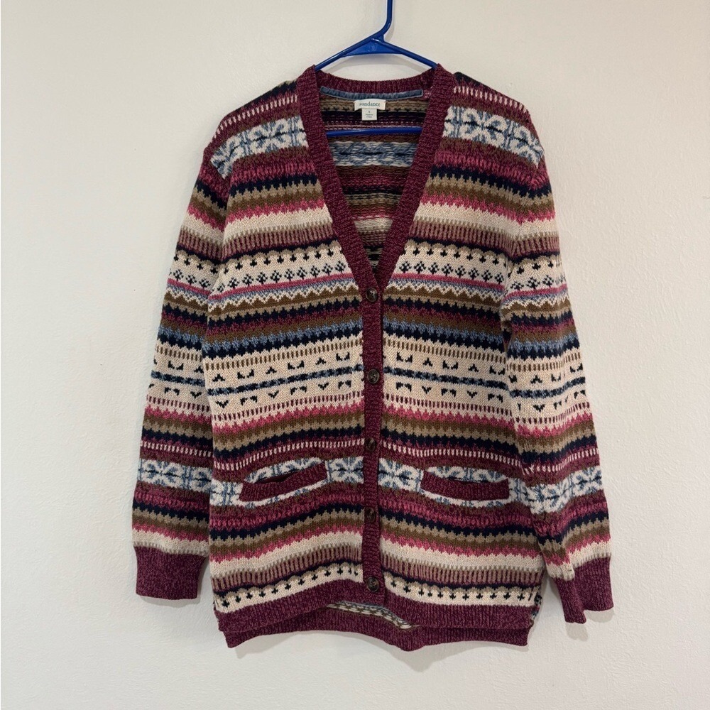 Sundance Fait Isles Multicolor Patterned Sweater Wool Blend Women's Sz Small
