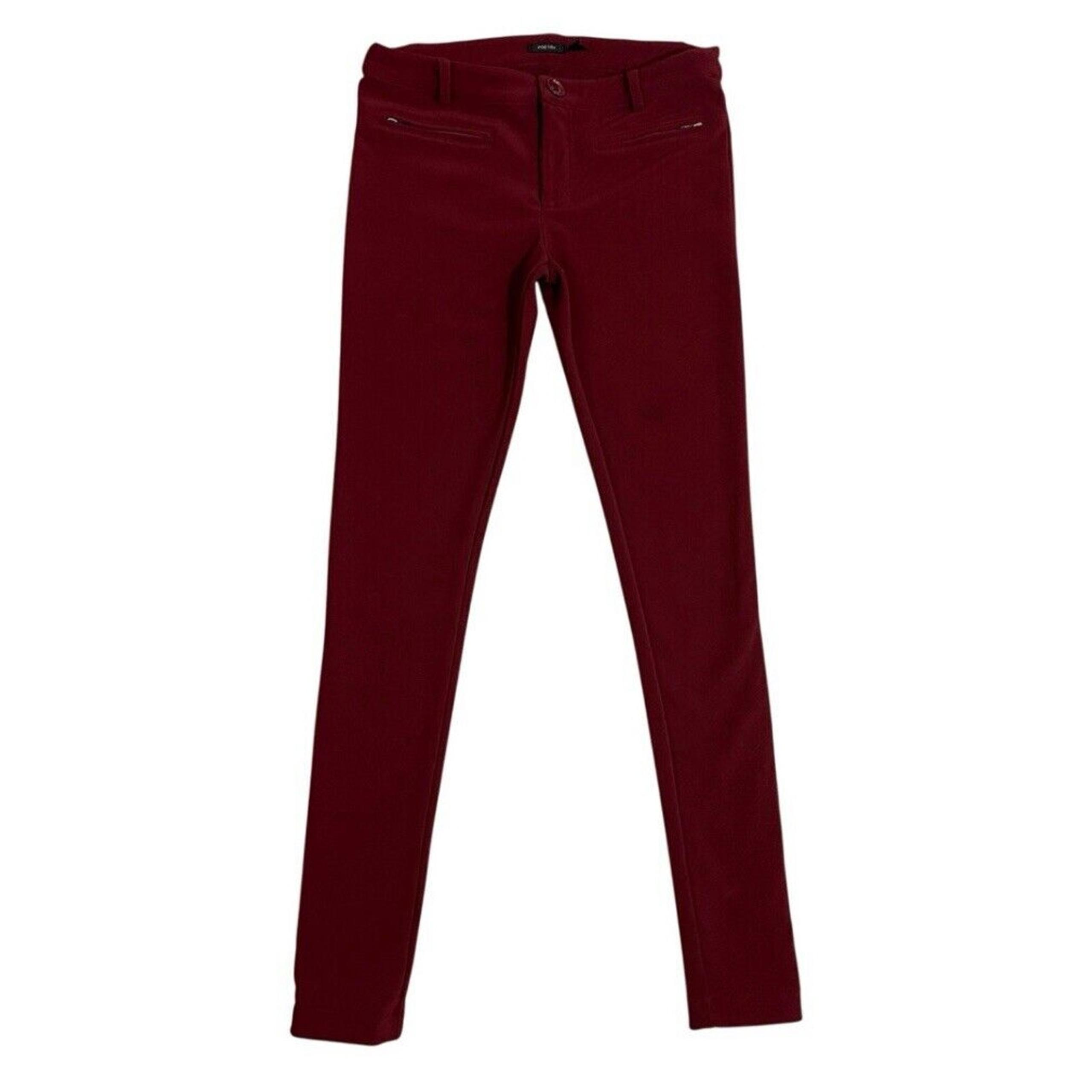 Poetry Chino Pants Womens Small Red Tapered Leg Trousers Stretch Zip Pockets