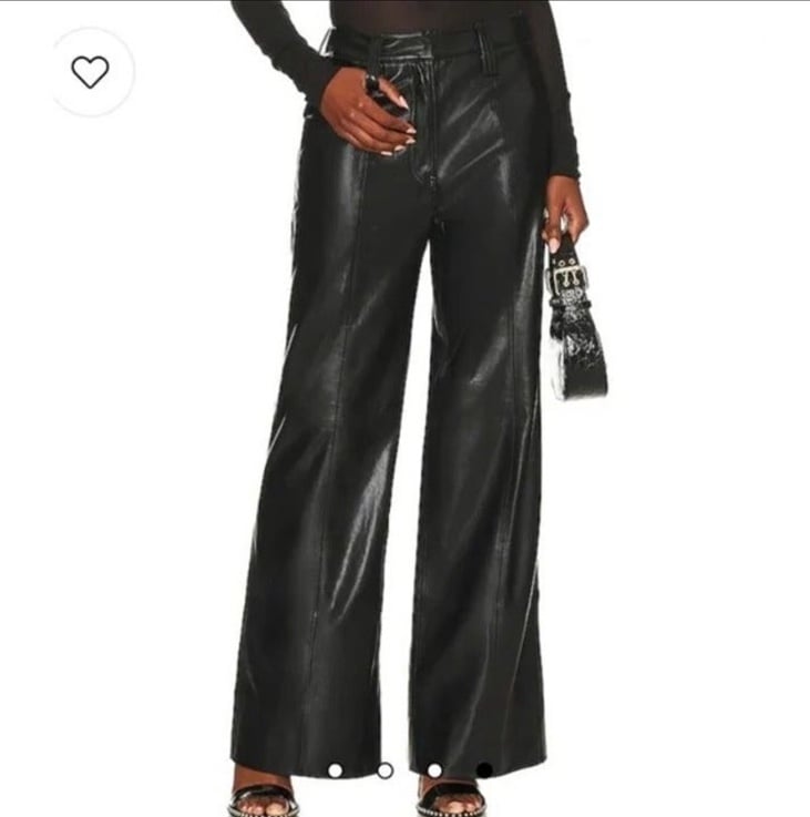 (NWT) For All Mankind Faux Leather High Rise Wide Leg Belted Pants size Large