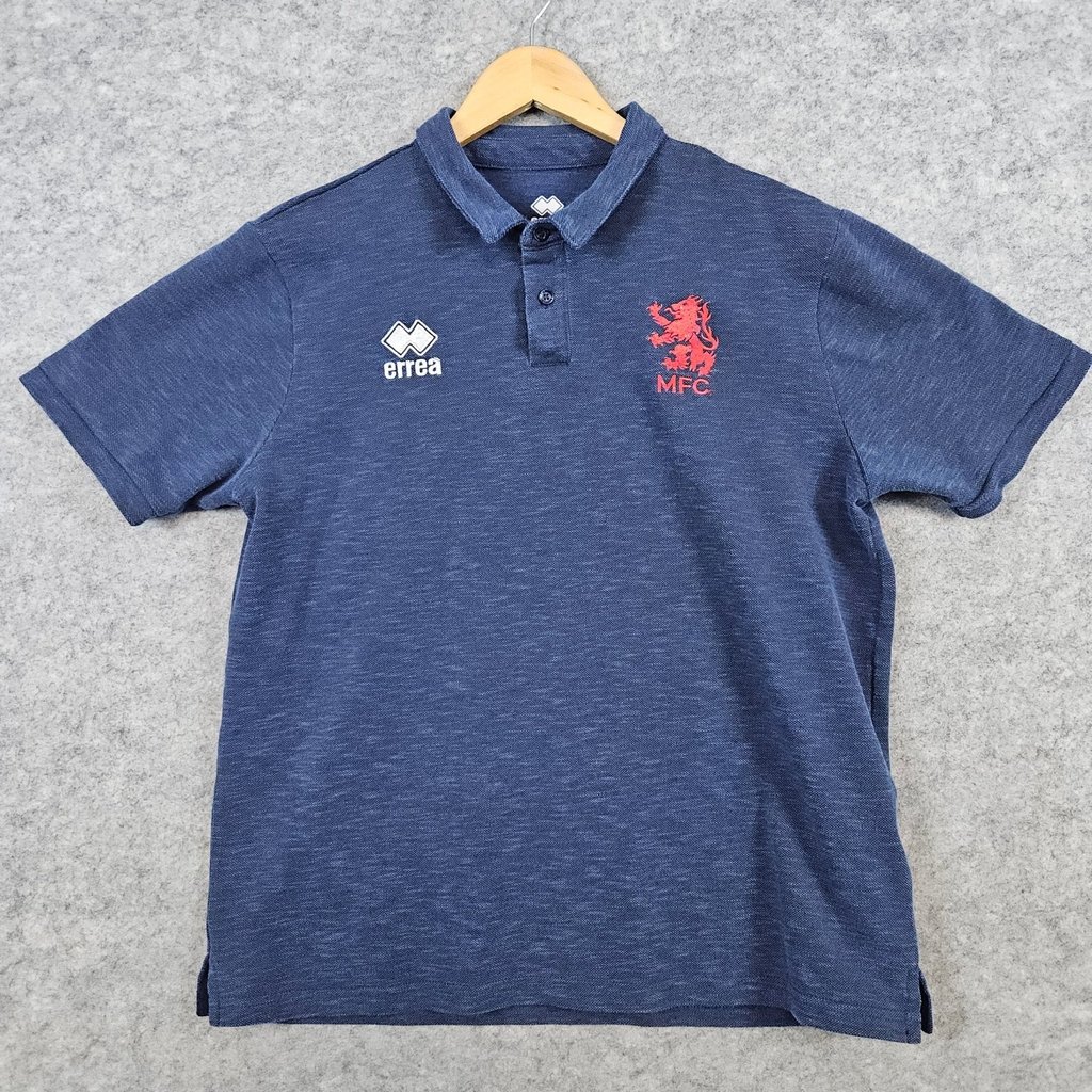 Errea Middlesbrough FC Polo Shirt Size L Oeko-Tex Heathered Blue Futbol Soccer