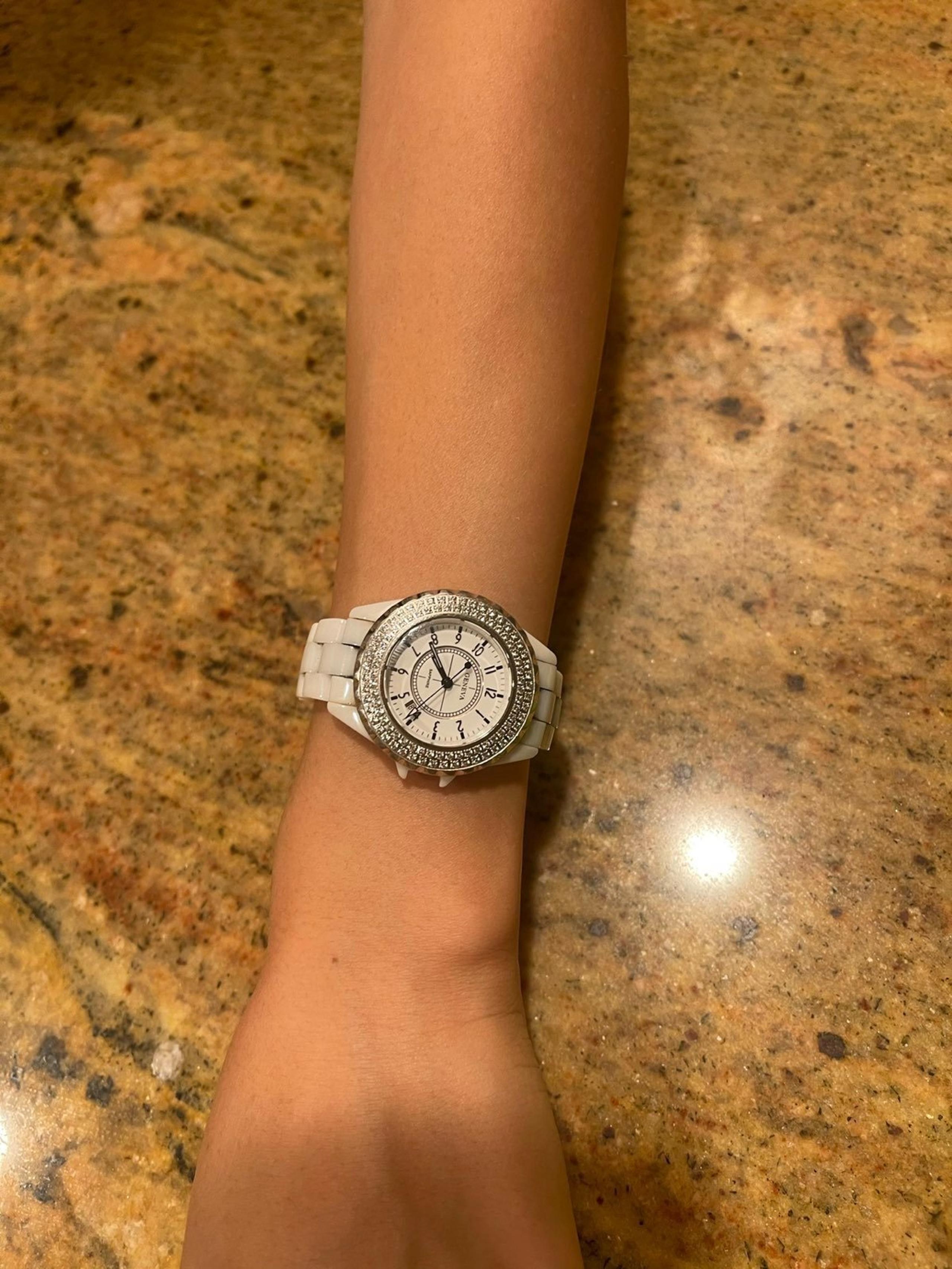 watch geneva ceramic with crystals