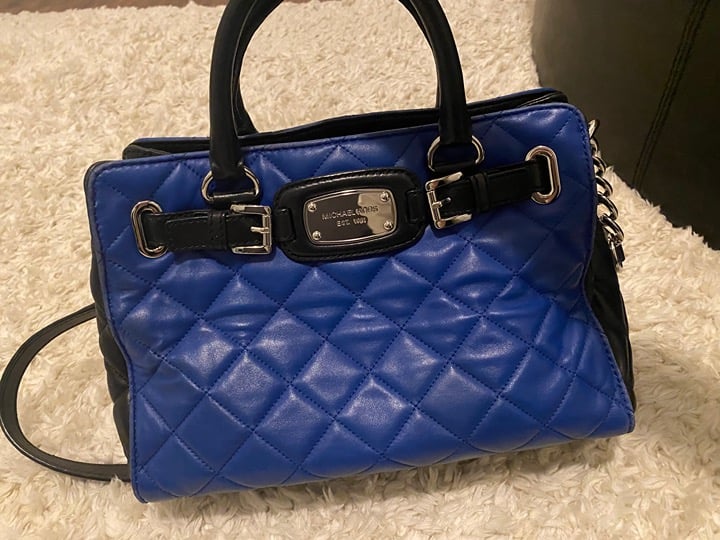 Michael Kors blue and black quilted