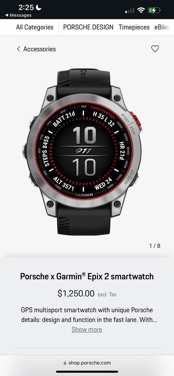 PORSCHE AUTHENTIC GARMIN SMART WATCH NWT