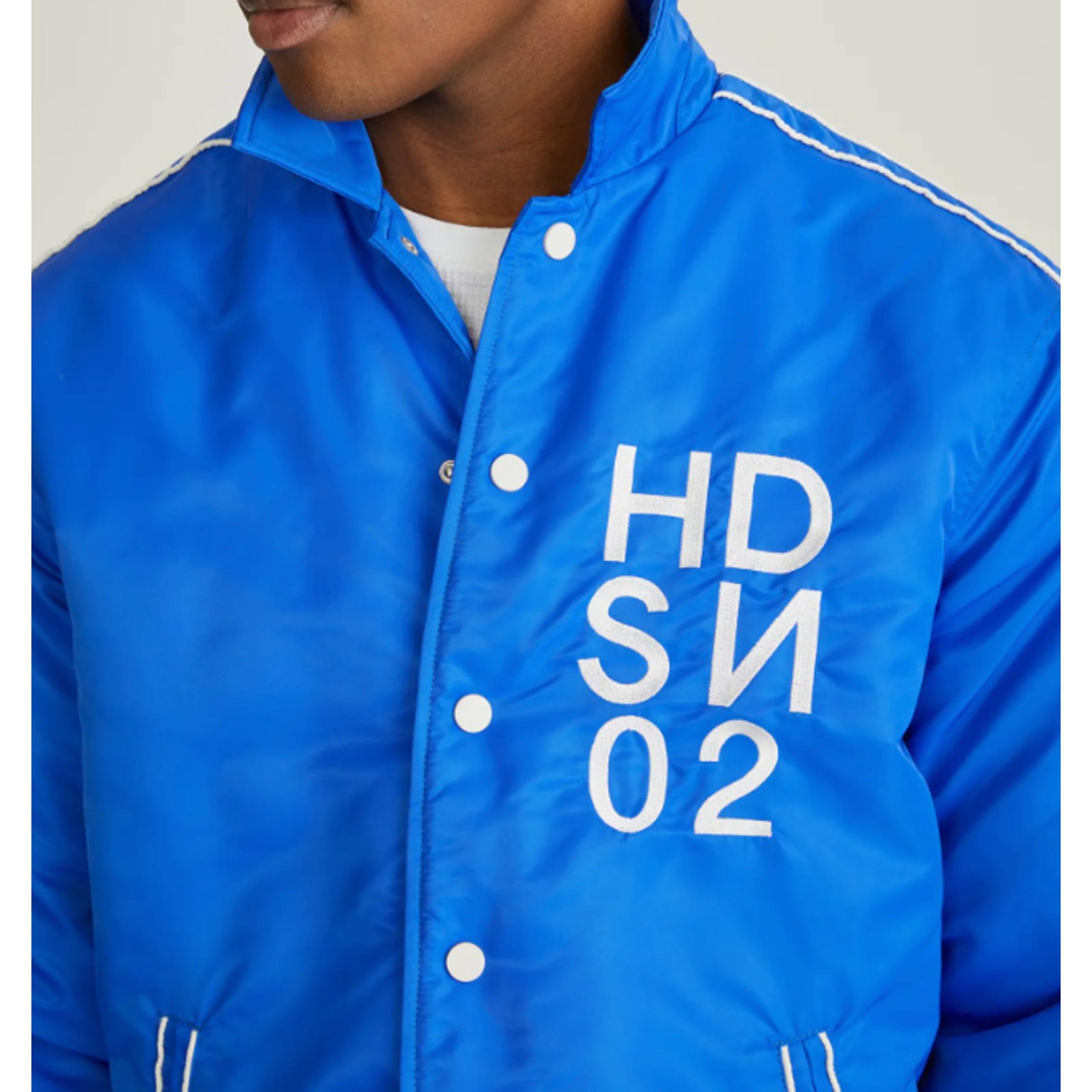 Hudson Water Resistant Nylon Padded Coach Blue Mens Snap Jacket Large
