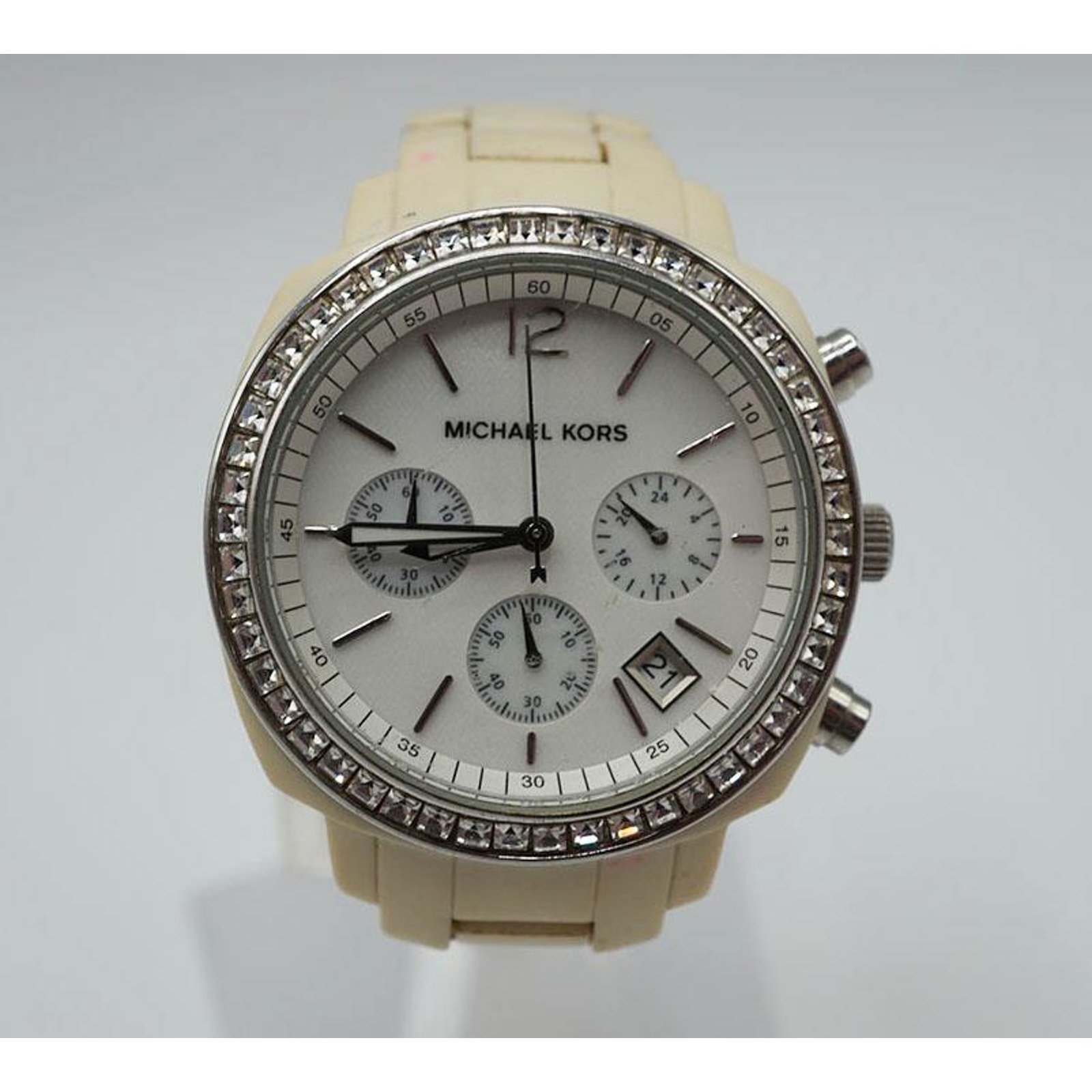 Designer Michael Kors MK-5079 Silver-Tone Chronograph Analog Wristwatch