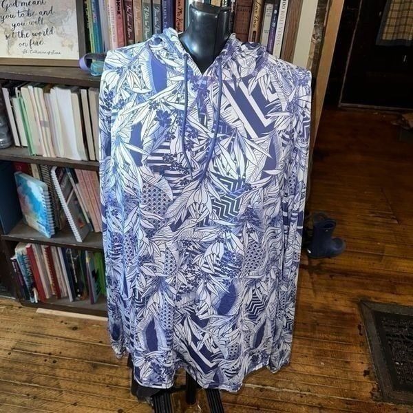 Boca Islandweat blue & white tropical sun protection top