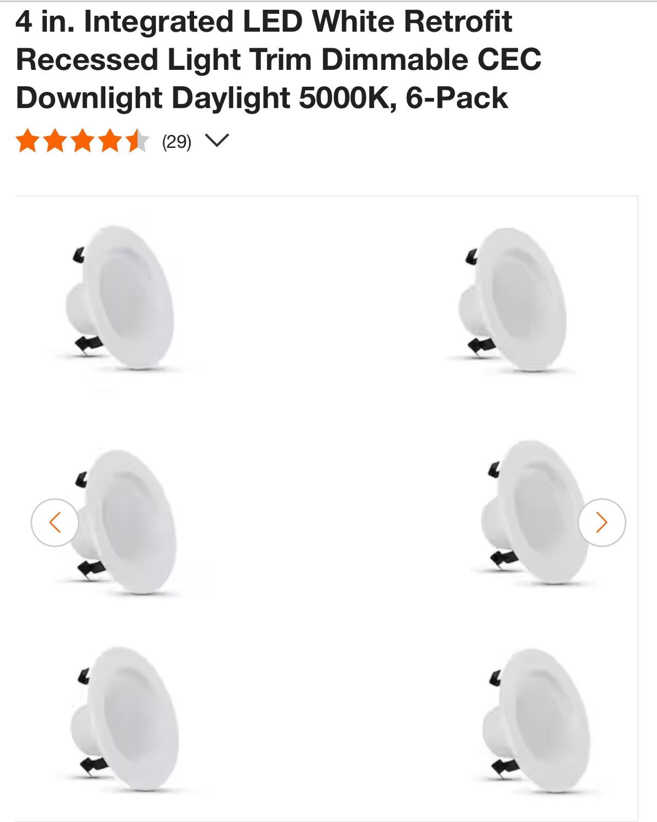 4 in. Integrated LED White Retrofit Recessed Light Trim Dimmable CEC Downlight D