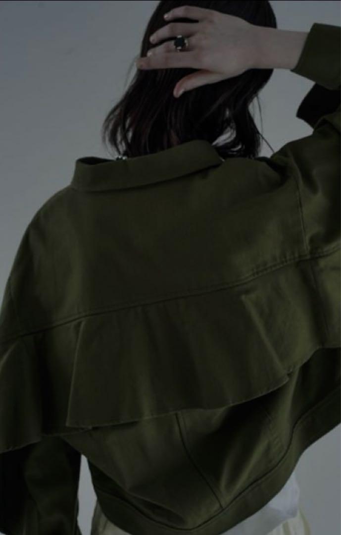 CLANE (クラネ) Back Frill Military Jacket, Jacket, Khaki CLANE (クラネ) Back Frill Military Jacket, Jacket, Khaki