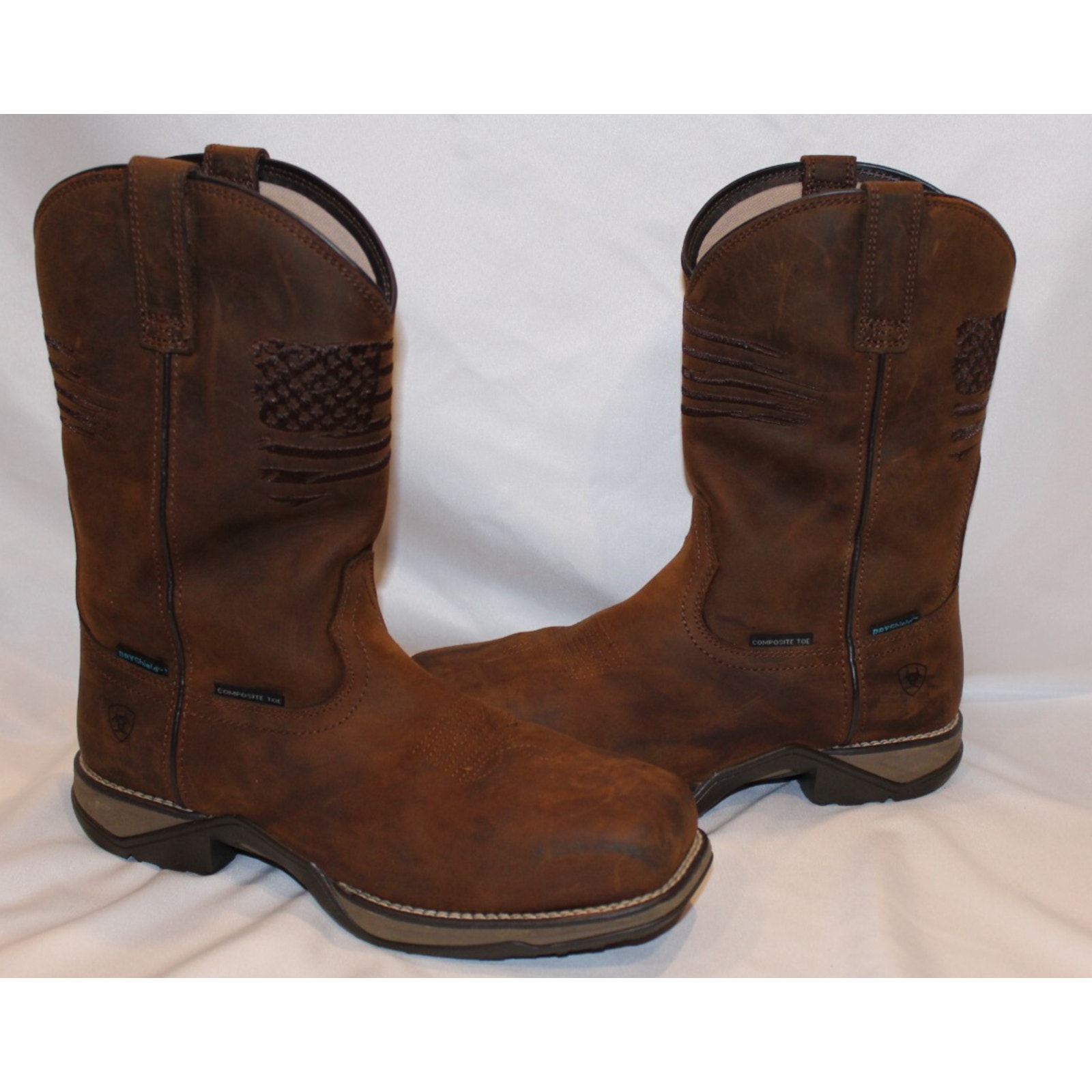 ARIAT WOMEN'S PATRIOT BROWN DISTRESSED LEATHER WORK BOOTS SZ 8.5 NWOB
