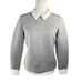 Club Monaco Small Women's Gray White Neoprene Sweatshirt Polo Collar Top