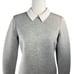 Club Monaco Small Women's Gray White Neoprene Sweatshirt Polo Collar Top