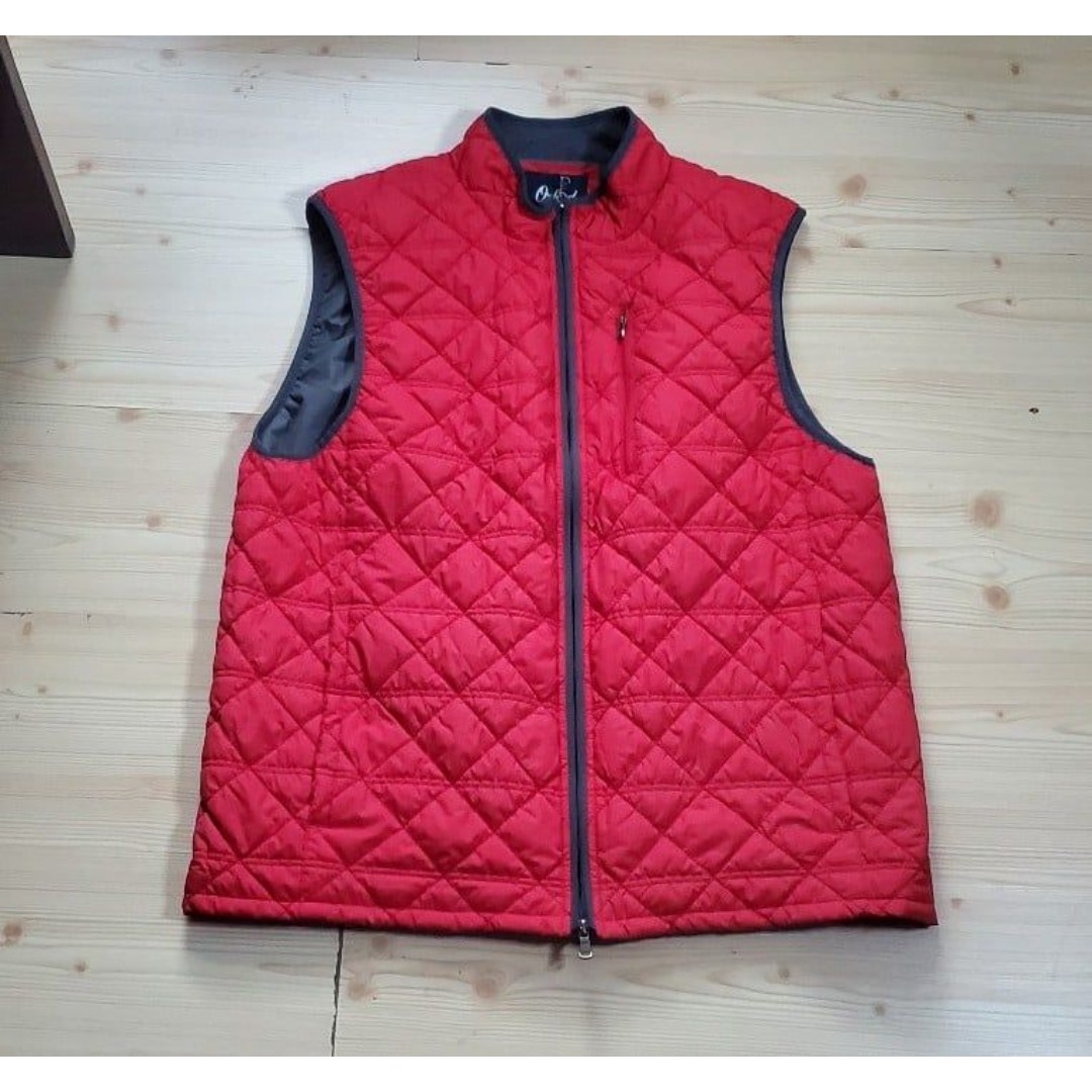 Oxford Red Vest Men's XL Puff Jacket Quilted Full Zip Golf Pockets