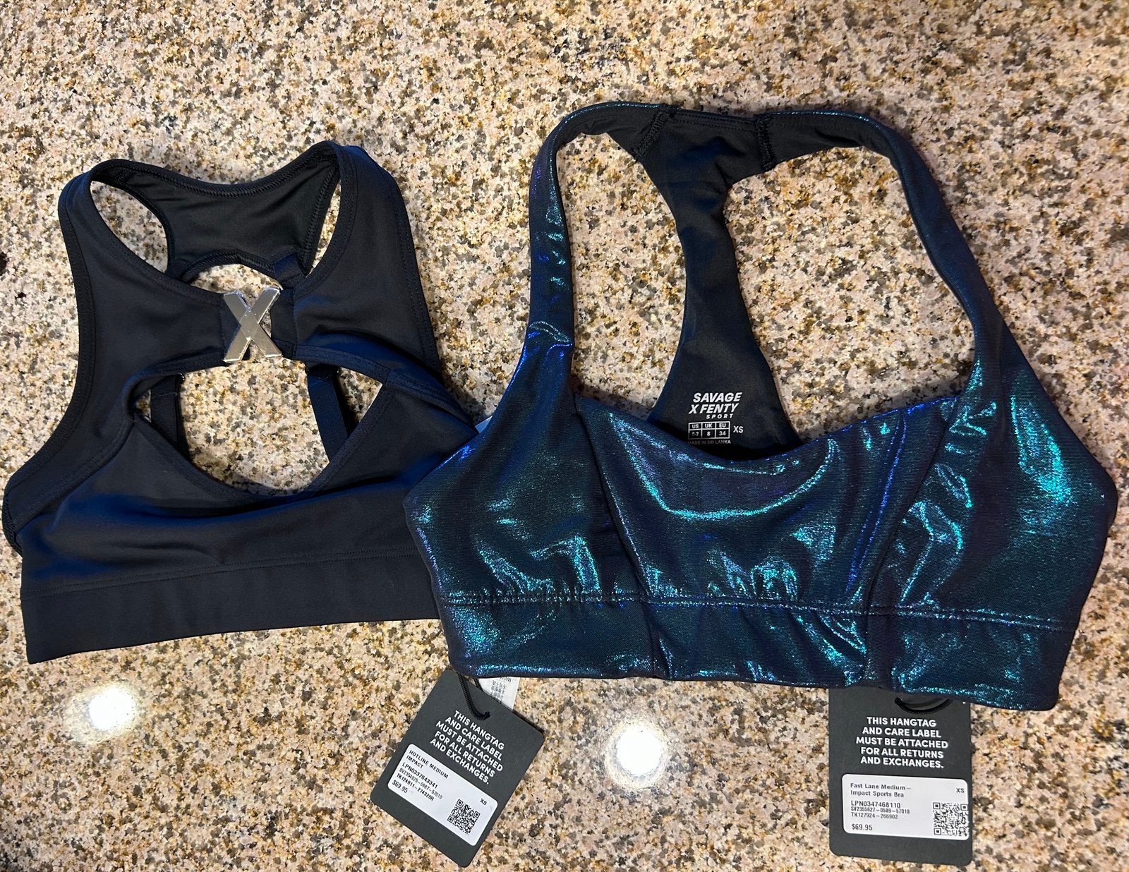 Savage X Fenty Rihanna Hotline and Fast Lane Sports Bra Bundle XS NWT