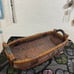 VTG 18 Long Dark Brown Wicker/Twig/Rattan Wooden Handle Basket Natural