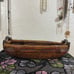 VTG 18 Long Dark Brown Wicker/Twig/Rattan Wooden Handle Basket Natural
