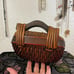 VTG 18 Long Dark Brown Wicker/Twig/Rattan Wooden Handle Basket Natural