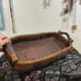 VTG 18 Long Dark Brown Wicker/Twig/Rattan Wooden Handle Basket Natural