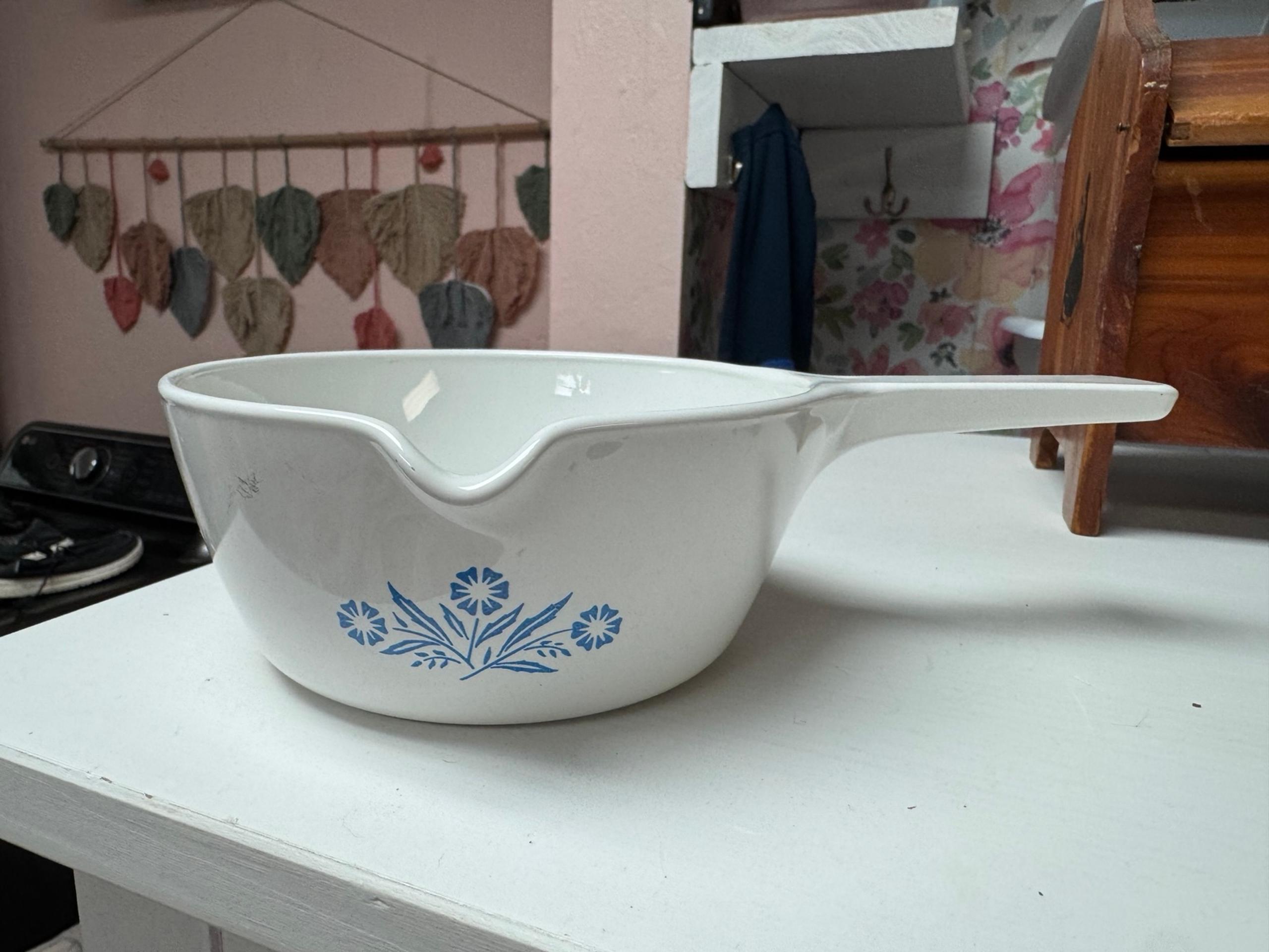 Vintage Corning Ware Blue Cornflower Sauce Pan with Pour Spout