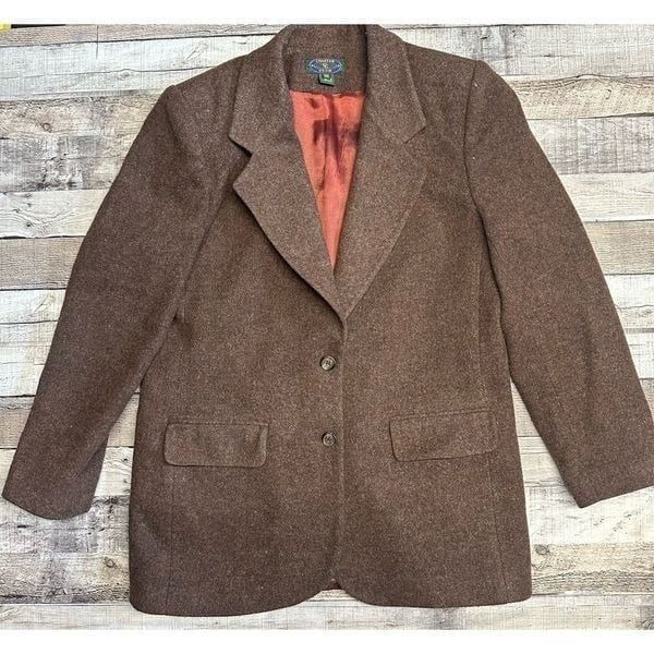 Vintage Size 10 Womens Wool Charter Club Brown Sport Coat Blazer Suit Jacket