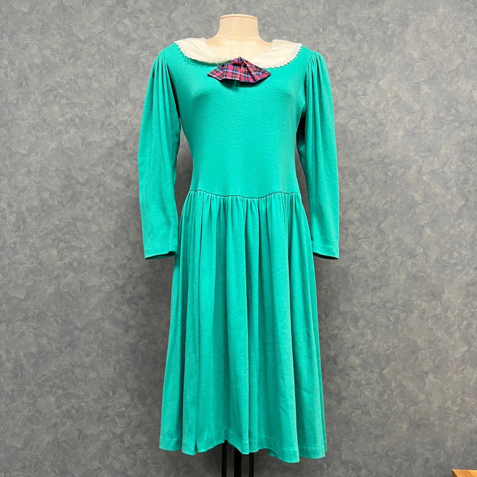 VTG Vicky Vaughn Vintage Dress Long Sleeve Midi Peter Pan Collar USA Sz7/8 *Flaw