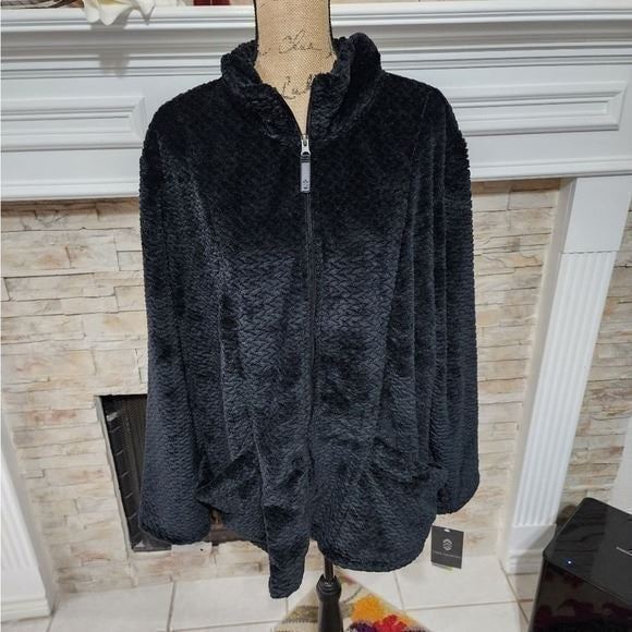 Free Country butter pile super soft black jacket Women's plus size 2X neW!