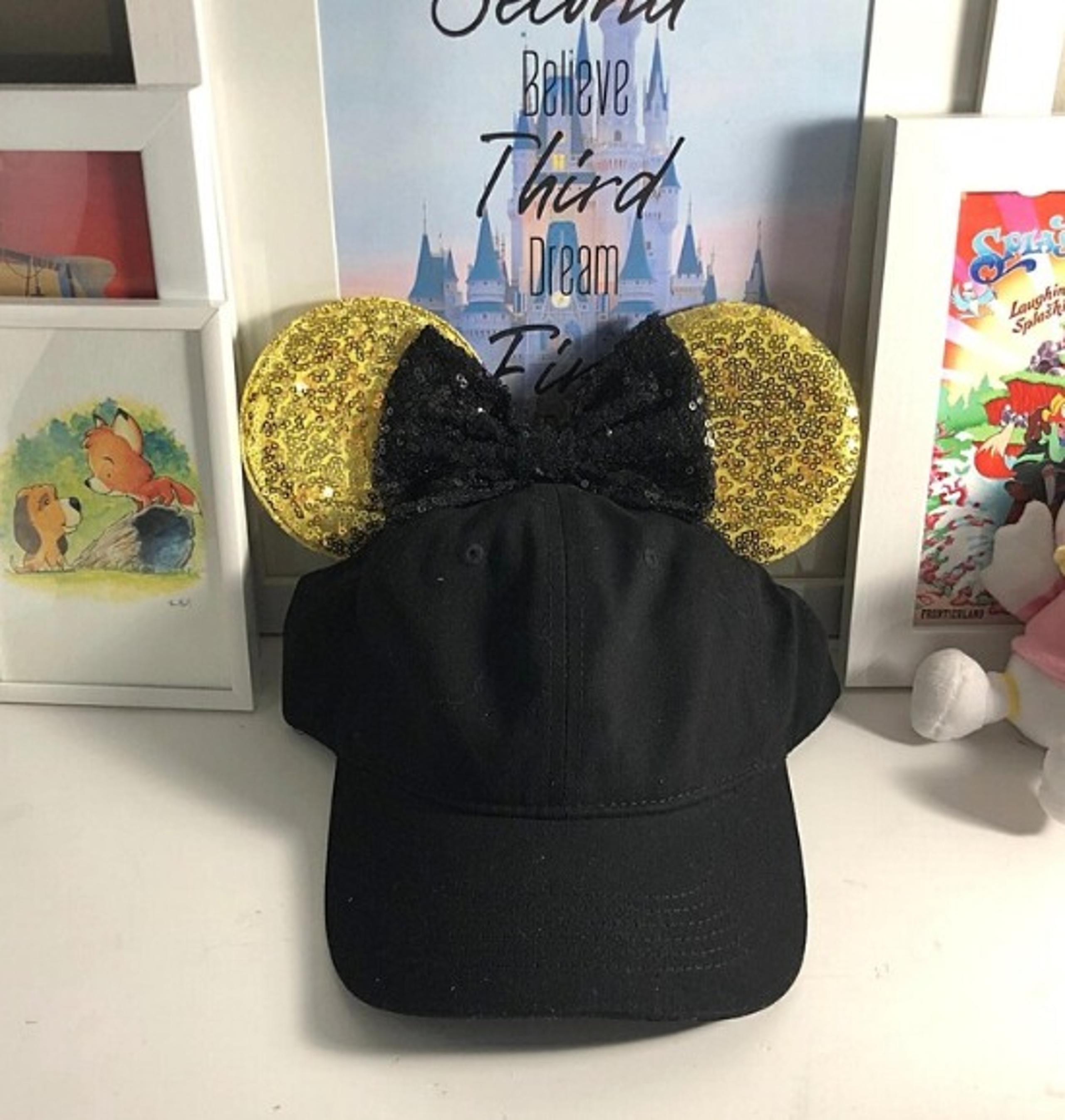 Black and Gold Minnie Mouse Ears Disney Theme Hat