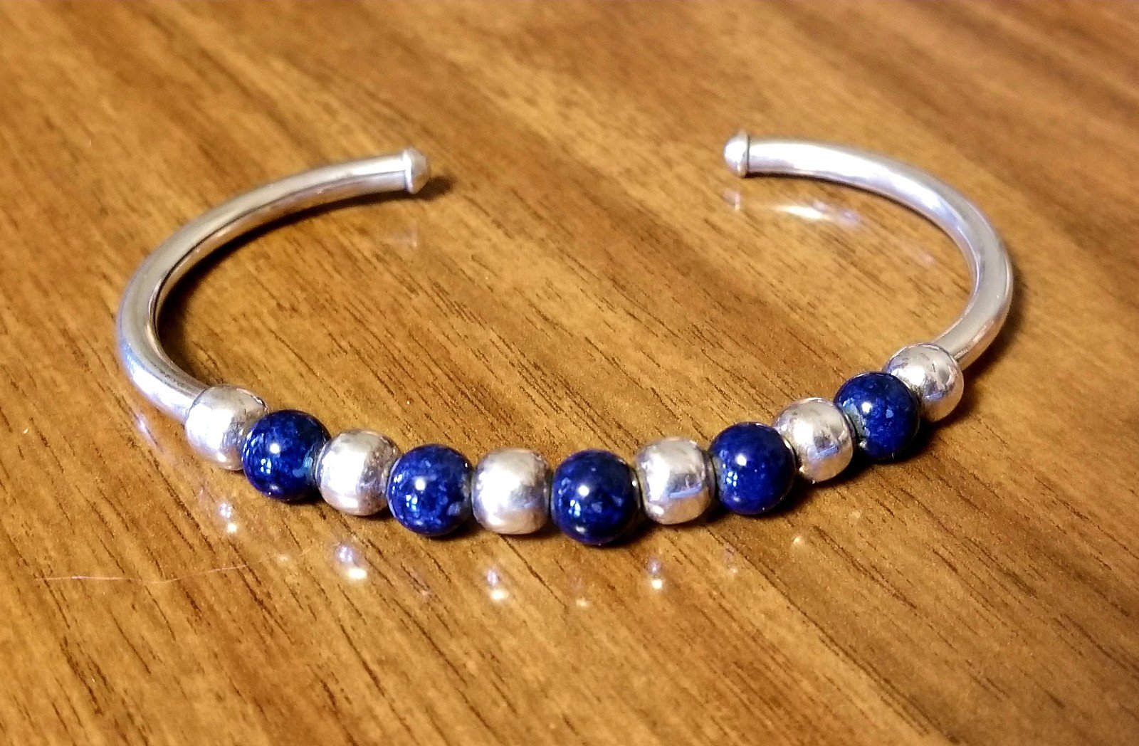 Rare Silpada Sterling & Sodalite Flexible Cuff Bracelet