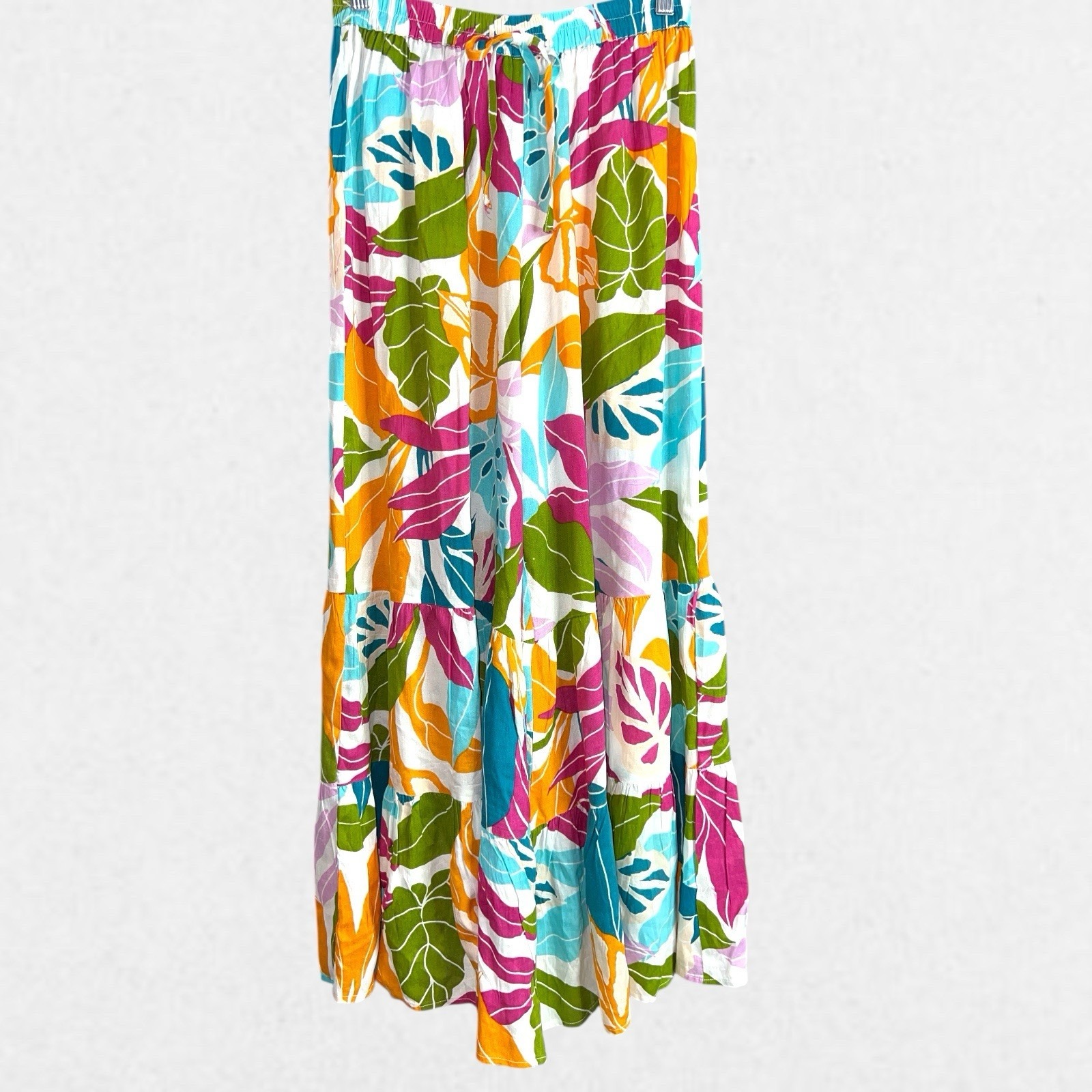 True Destinations Wide Leg Flare Pants Palazzo Size L Colorful Resort Wear Beach