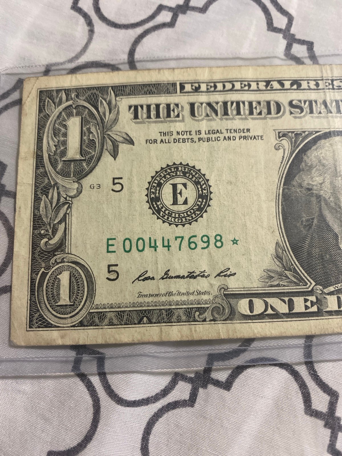 1 Dollar Bill Star Note